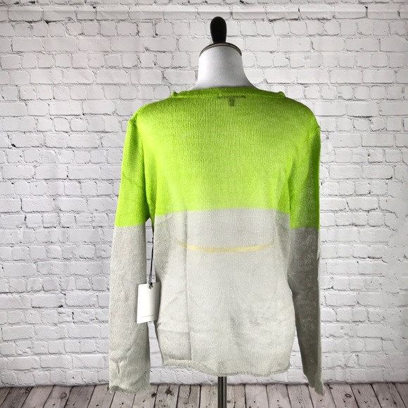 BNWT Size M Hye Park & Lune gray and lime sweater - Picture 3 of 6